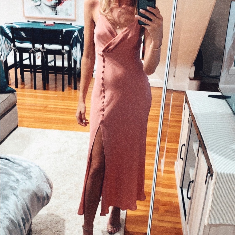 Zara Pink Satin Finish Tank Top Dress